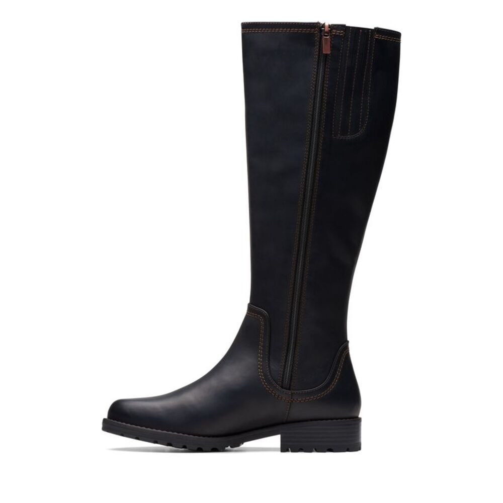 Clarks Black Leather Heeled Boots - Picture 5 of 6